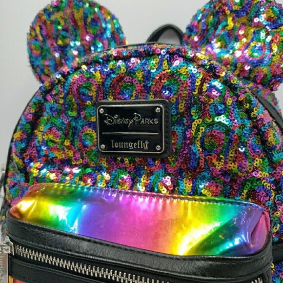 Disney Parks Loungefly Mini Backpack Rainbow Mickey Mouse Sequin main image 9